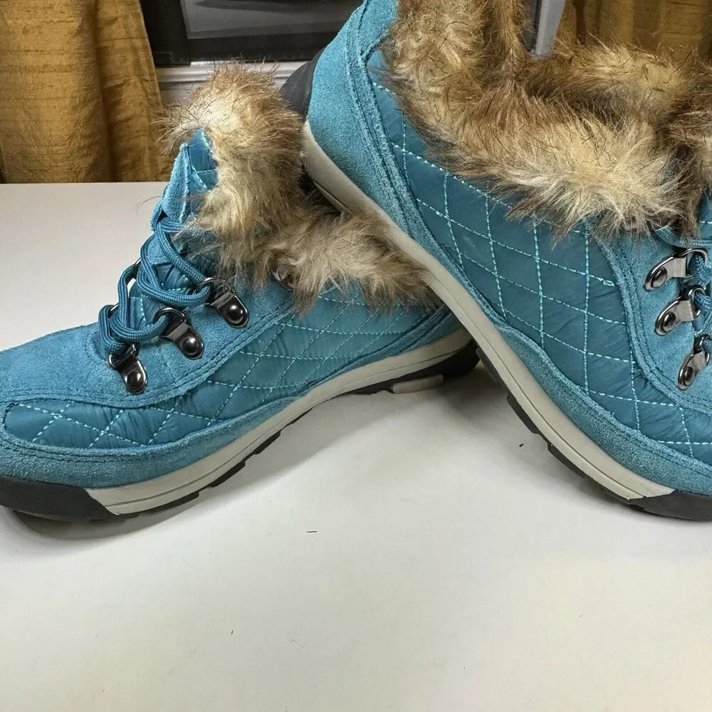 Lands End Powder Belle Teal Suede Shoe Snow Boot Women’s Size 6B 420475
